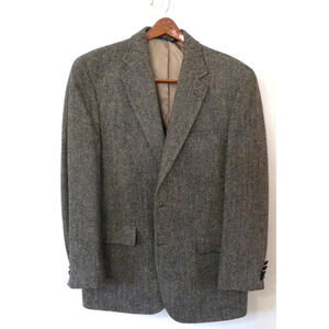 Jos. A. Bank Men's Harris Tweed Herringbone Gray Sport Coat Blazer Wool 41R